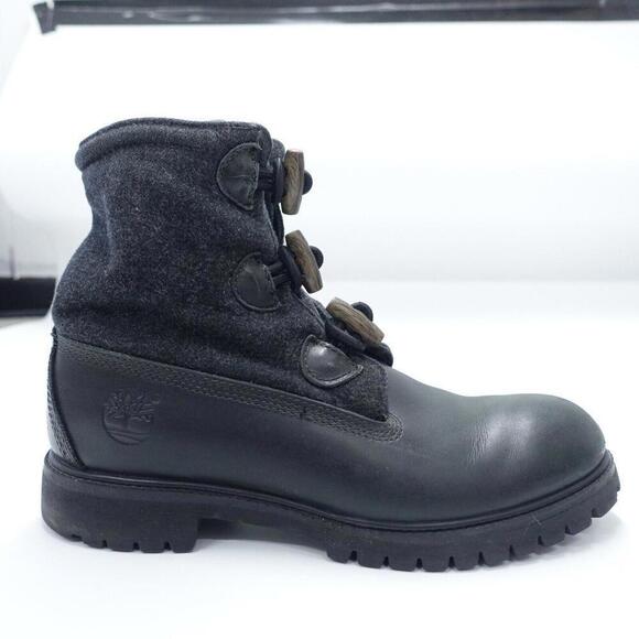 Timberland Roll Top Boots Men's US 8M Black Leather Lace Up Round Toe Waterproof - Picture 1 of 9